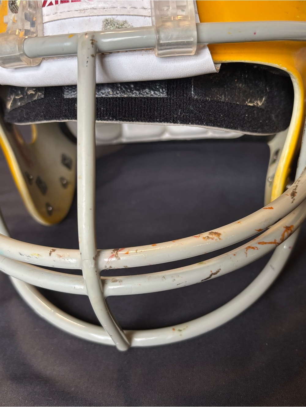 All-Star Youth Yellow Green Handpainted Football Helmet - Picture 8 of 8